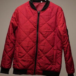 Brandless, Red Diamond-patterned Bomber Jacket